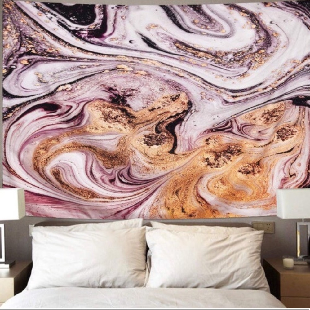 Liquid Gold Marble Swirl Tapestry